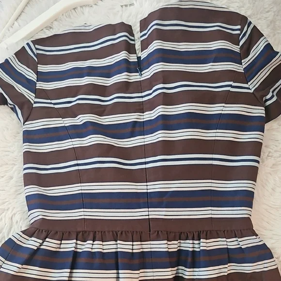 Brooks Brothers Navy, Brown & White Striped Midi Dress - Picture 6 of 7